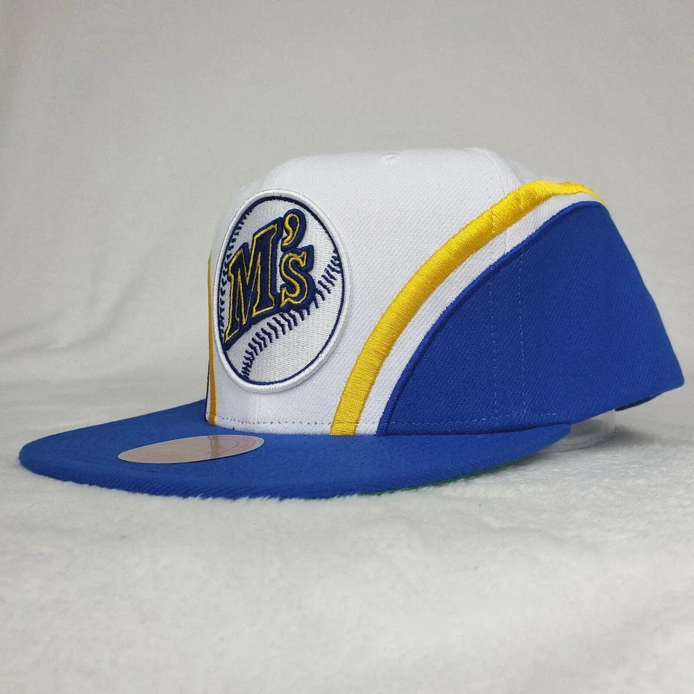 Seattle Mariners‎ Mitchell & Ness MLB Snapback Hat Cap 3D Logo Blue White NWT